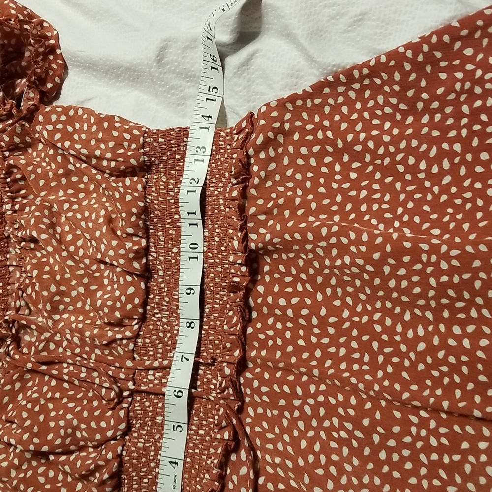 NWOT SUMMER BREEZE LIGHT WEIGHT OFF THE SHOULDER SMOCKED  RUFFLE DRESS WESTERN - Picture 6 of 8